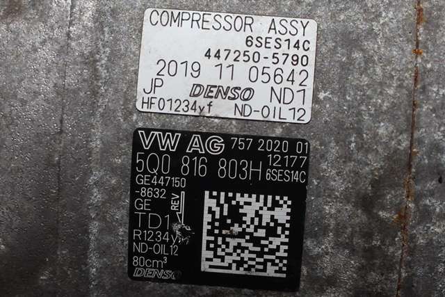 Aircondition kompressor til Škoda Octavia 2017-2020 (Type III, Fase 2) (DENSO|447250-5790|5Q0 816 803 H|)