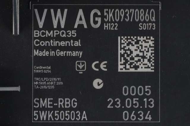 Styreenhet comfort (BCM) til VW Sharan 2010-->> (Type II)  (VAG|5K0 937 086 Q|)