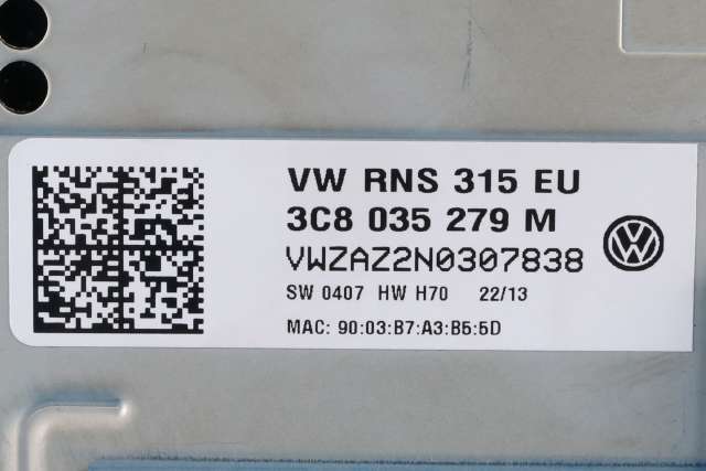 Bilstereo, med DAB til VW Sharan 2010-->> (Type II)  (VAG|3C8 035 279 M|)