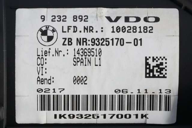 Instrumentpanel til BMW 1-Serie 2011-2015 (Fase 1) (F20/F21) (F20/F21) (BMW|9 232 892|)