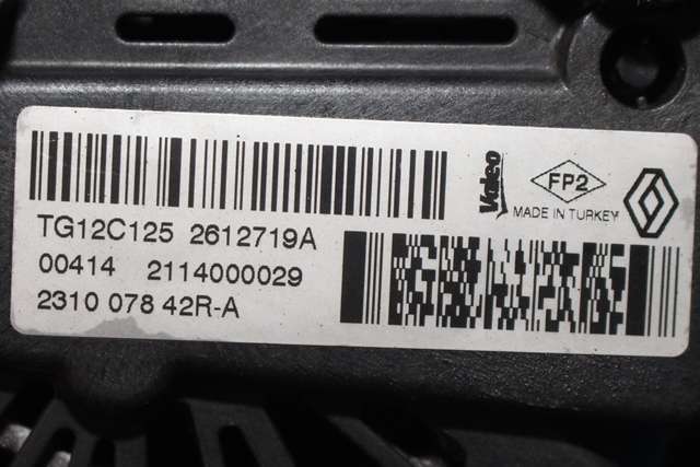 Dynamo til Renault Captur 2013-2020 (Type I) (VALEO|TG12C125|2310 07842R|)
