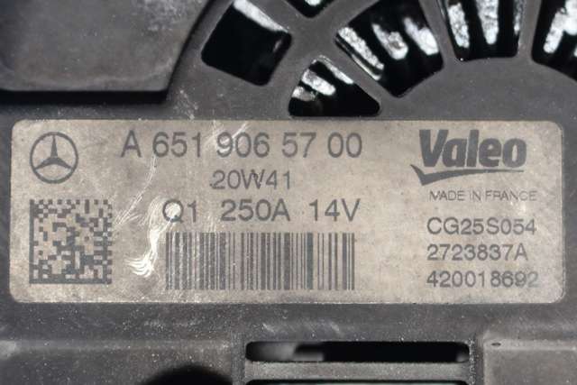 Dynamo diesel til Mercedes Sprinter 2018-->> (907/910) (907/910) (VALEO|CG25S054|A 651 906 57 00. 14 VOLT - 250 AMP|)
