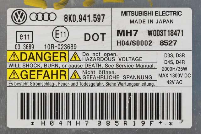 Styreenhet xenon/ballast til Audi A5 2007-2016 (Type I)  (VAG|8K0 941 597|)