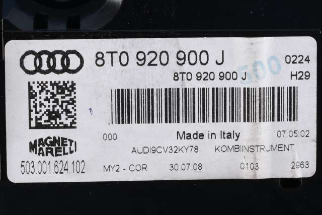 Instrumentpanel til Audi A5 2007-2016 (Type I)  (VAG|8T0 920 900 J|)