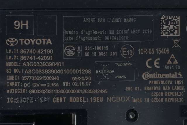 Styreenhet diverse til Toyota RAV4 2019-->> (Type V) (TOYOTA|86740-42190|)