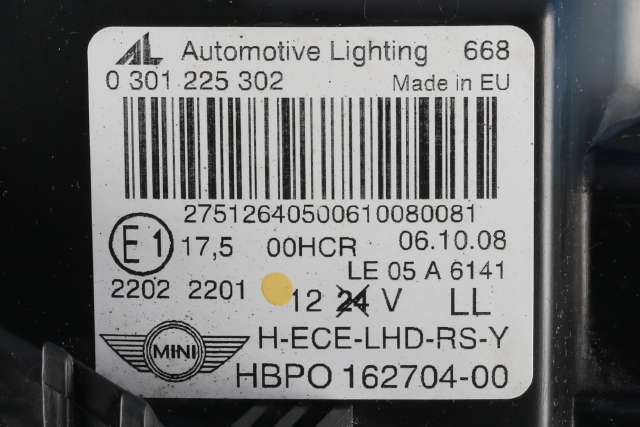 Frontlykt høyre halogen til Mini One/Cooper 2007-2014 (R55-57) (R55-57) (AUTOMOTIVE|0 301 225 302|)