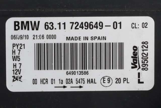 Frontlykt venstre halogen til BMW 1-Serie 2004-2011 (E81/E82/E87/E88) (E81/E82/E87/E88) (BMW|63.11-7 249 649|)