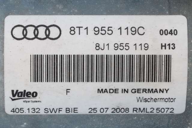 Viskermotor frontrute komplett m/overføring til Audi A5 2007-2016 (Type I) (VAG|8T1 955 023 D|8T1 955 119 C|)