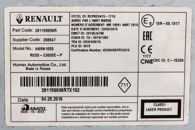 Bilstereo til Dacia Duster 2010-2017 (Type I) (RENAULT|2811 59936R|)