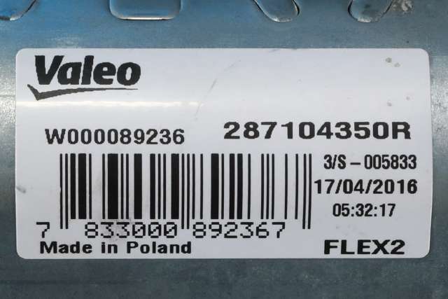 Viskermotor bakrute til Dacia Duster 2010-2017 (Type I) (VALEO|W000089236|2871 04350R|)