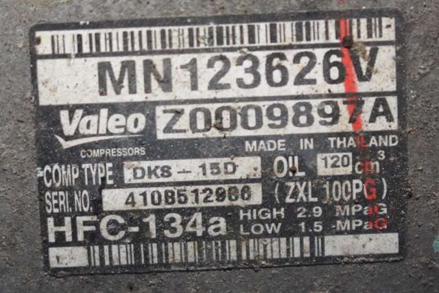 Aircondition kompressor til Mitsubishi L200 2006-2015 (Type IV)  (VALEO|Z0009897A|MN123626V|)