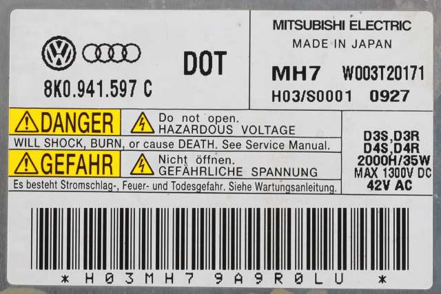 Styreenhet xenon/ballast til Audi A5 2007-2016 (Type I) (VAG|8K0 941 597 C|)