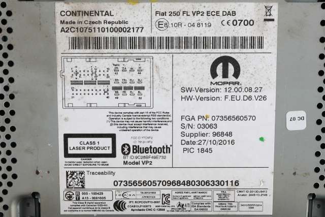 Bilstereo, med DAB til Fiat Ducato 2014-->> (FIAT|07356560570|)
