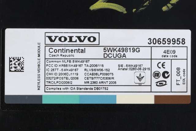 Styreenhet nøkkelfri/keyless til Volvo XC60 2014-2017 (Type I, Fase 2)  (VOLVO|30659958|)