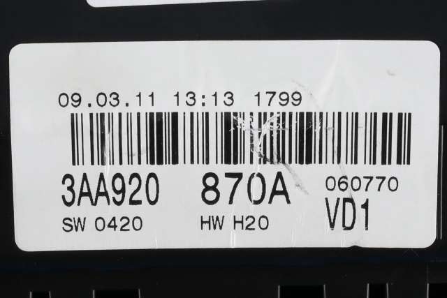 Instrumentpanel til VW Passat 2011-2015 (B7) (B7) (VAG|3AA 920 870 A|)