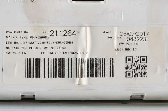 Instrumentpanel til Peugeot 208 2012-2019 (Type I) (PEUGEOT|98 229153 80|)
