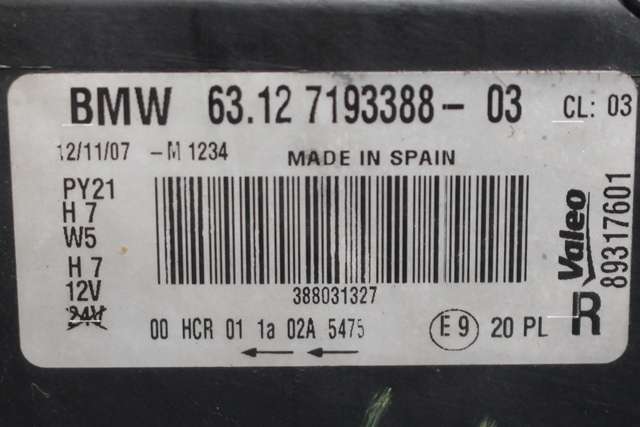 Frontlykt høyre halogen til BMW 1-Serie 2004-2011 (E81/E82/E87/E88) (E81/E82/E87/E88) (BMW|63.12-7 193 388|)