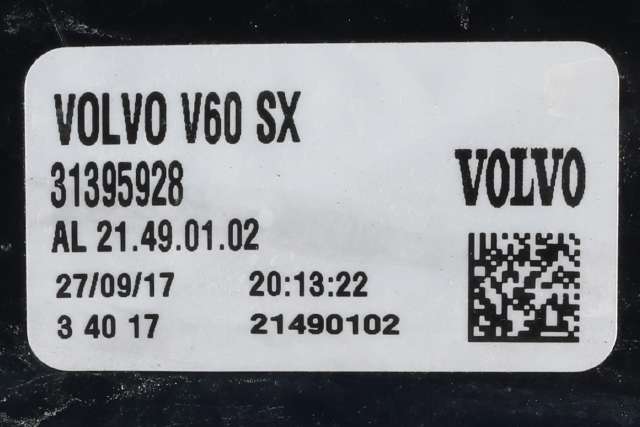 Baklykt venstre til Volvo V60/V60 CC 2013-2018 (Type I, Fase 2)  (VOLVO|31395928|)