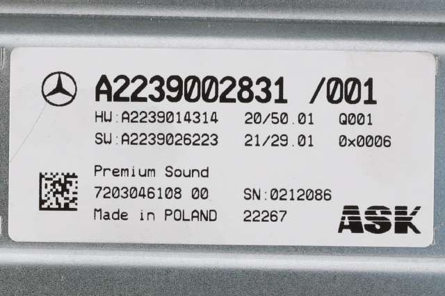 Bilstereo forsterker til Mercedes GLC 2022-->> (X254) (X254) (MERCEDES|A 223 900 28 31|)