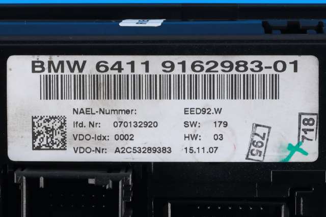 Varmeapparat betjening til BMW 1-Serie 2004-2011 (E81/E82/E87/E88) (E81/E82/E87/E88) (VDO|A2C53289383|64.11-9 162 983|)