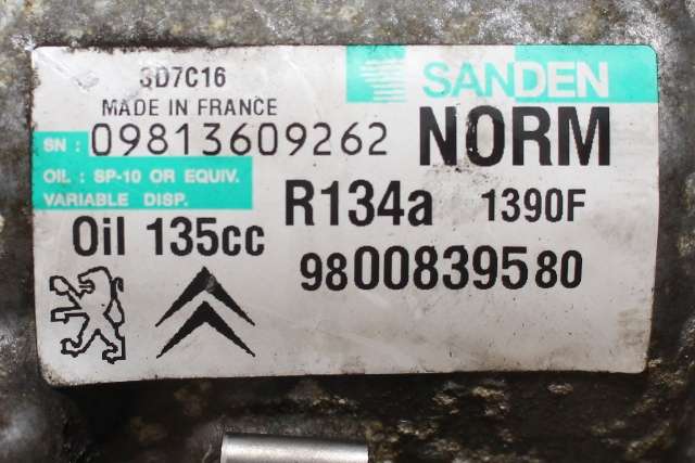 Aircondition kompressor til Peugeot 3008 2009-2016 (Type I)  (SANDEN|1390F|98 008395 80|)