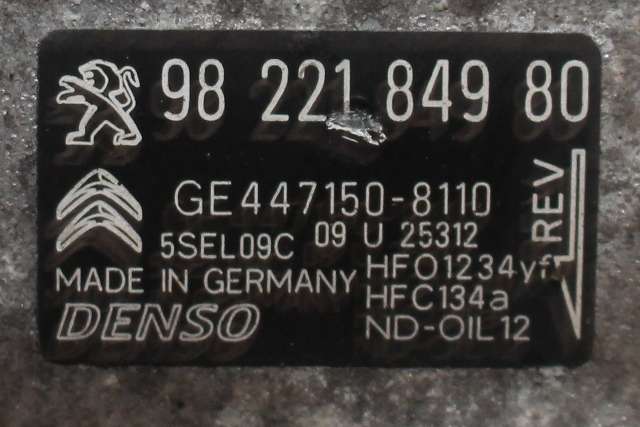Aircondition kompressor til Peugeot 208 2012-2019 (Type I)  (DENSO|447150-8110|98 221849 80|)
