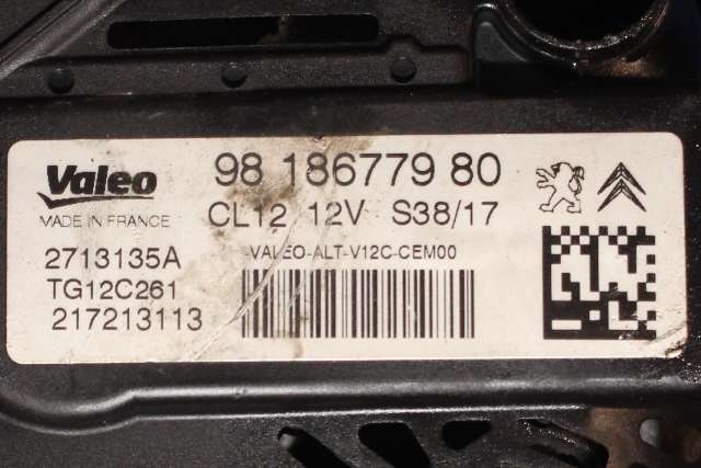Dynamo til Peugeot 208 2012-2019 (Type I)  (VALEO|TG12C261|98 186779 80. 14 VOLT - CL12|)
