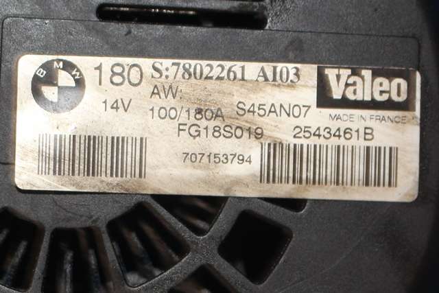 Dynamo diesel til BMW 1-Serie 2004-2011 (E81/E82/E87/E88) (E81/E82/E87/E88) (VALEO|2543461B|7 802 261. 14 VOLT - 180 AMP|)