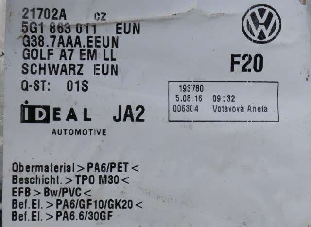Gulvmatte sett til VW Golf VII 2012-2017 (Fase 1)  (VAG|5G1 863 011|)