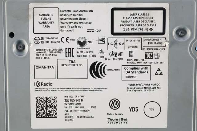Bilstereo navigasjon spiller til VW Golf VII 2012-2017 (Fase 1) (VAG|3Q0 035 842 B|)