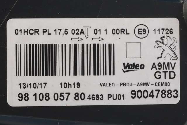 Frontlykt venstre halogen til Peugeot 208 2012-2019 (Type I) (PEUGEOT|98 108057 80|)