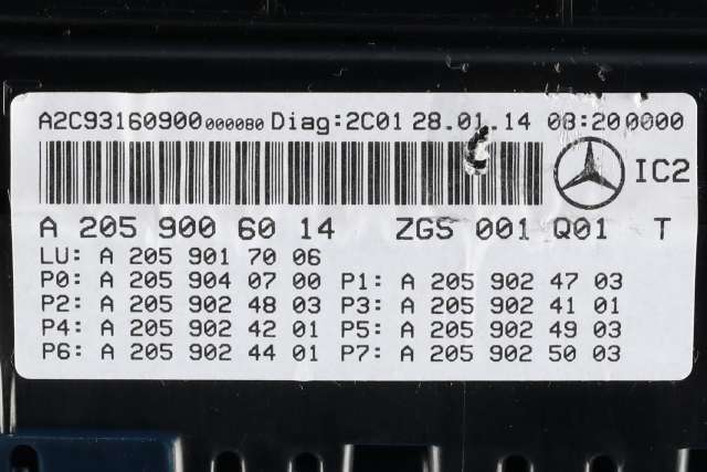 Instrumentpanel til Mercedes C-Klasse 2014-2018 (Fase 1) (W205) (W205) (MERCEDES|A 205 900 60 14|)
