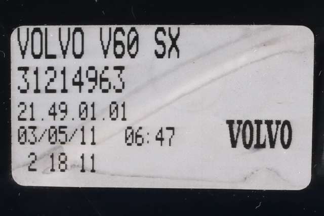 Baklykt venstre til Volvo V60 2010-2013 (Type I, Fase 1)  (VOLVO|31214963|)