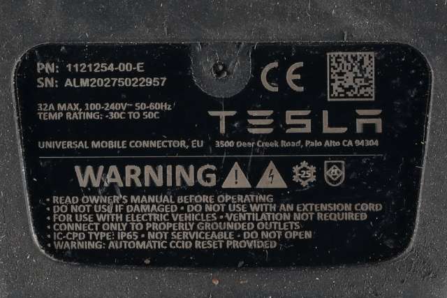 Batterilader kabel til Tesla Model 3 2018-2023 (Fase 1)  (TESLA|1121254-00-E|)