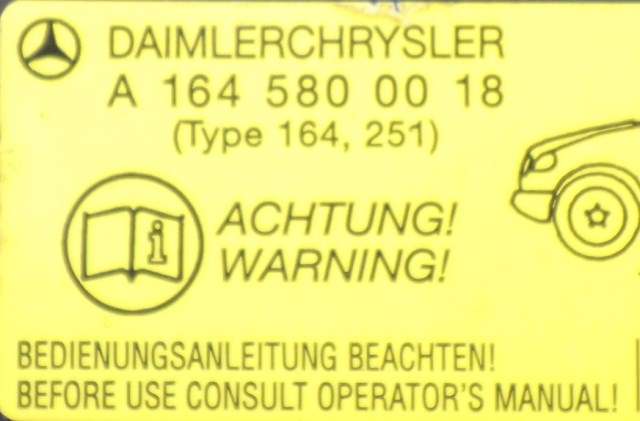 Jekk original til Mercedes ML 2005-2011 (W164) (W164) (MERCEDES|A 164 580 00 18|)