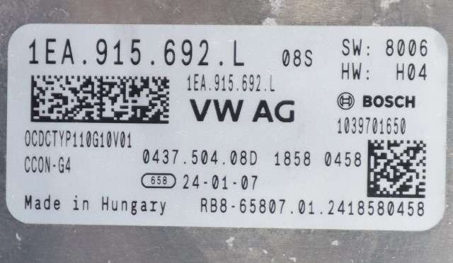 Batterilader (OBC - On Board Charger) til VW ID.4 2020-->>  (VAG|1EA 915 692 L|)