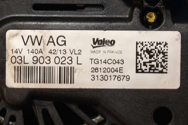 Dynamo diesel til Škoda Octavia 2013-2016 (Type III, Fase 1)  (VALEO|TG14C043|03L 903 023 L. 14 VOLT - 140 AMP|)