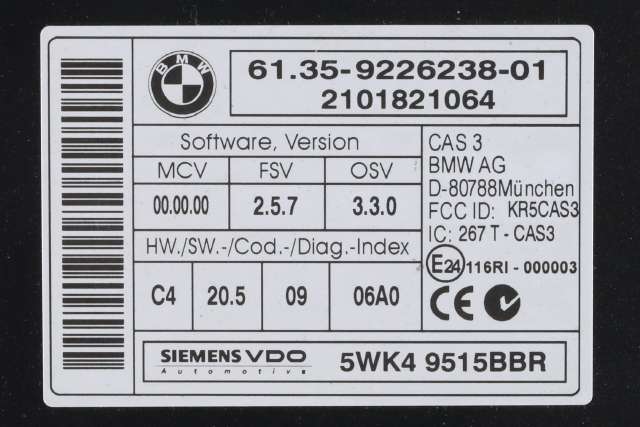 Styreenhet diverse til Mini One/Cooper 2007-2014 (R55-57) (R55-57) (SIEMENS|5WK4 9515|61.35-9 226 238|)