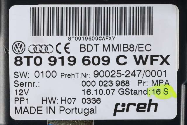 Bilstereo navigasjon betjeningspanel til Audi A4 2007-2014 (Type IV) (B8) (B8) (VAG|8T0 919 609 C|)
