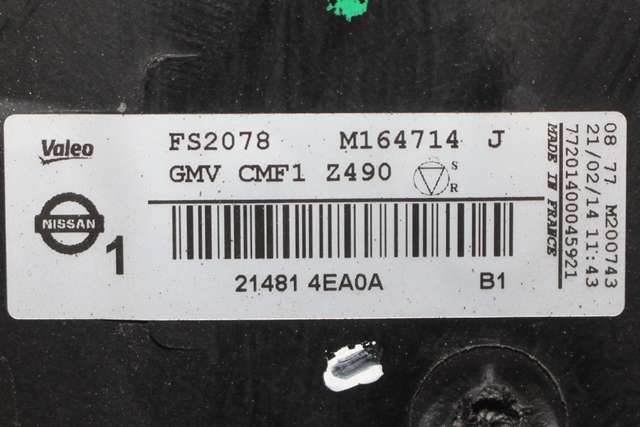 Kjølevifte til Nissan Qashqai 2014-2021 (Type II) (VALEO|M164714 J|21481-4EA0A|)