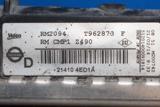 Radiator (manuell gir) til Nissan Qashqai 2014-2021 (Type II)  (VALEO|T962873 F|21410-4ED1A|)