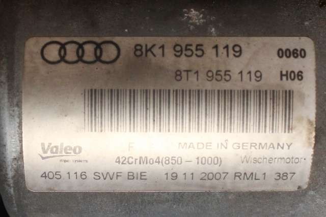 Viskermotor frontrute komplett m/overføring til Audi A4 2007-2014 (Type IV) (B8) (B8) (VAG|8K1 955 119|)