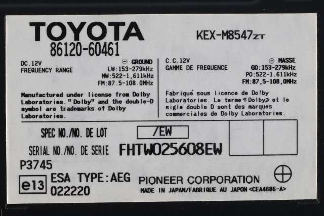 Bilstereo til Toyota Land Cruiser 120 2002-2009  (TOYOTA|86120-60461|)