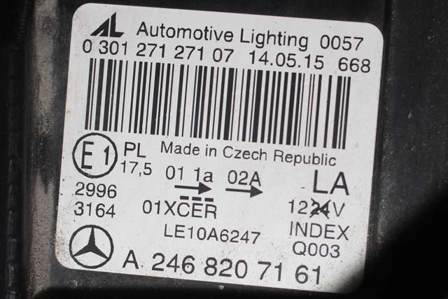 Frontlykt venstre xenon til Mercedes B-Klasse, electric drive 2014-2018 (W242) (W242) (MERCEDES|A 246 820 71 61|)
