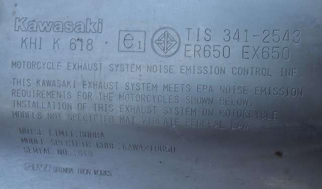 MC, Eksos til MC Kawasaki ER-6N 2012-2016 (Naked) (Naked)