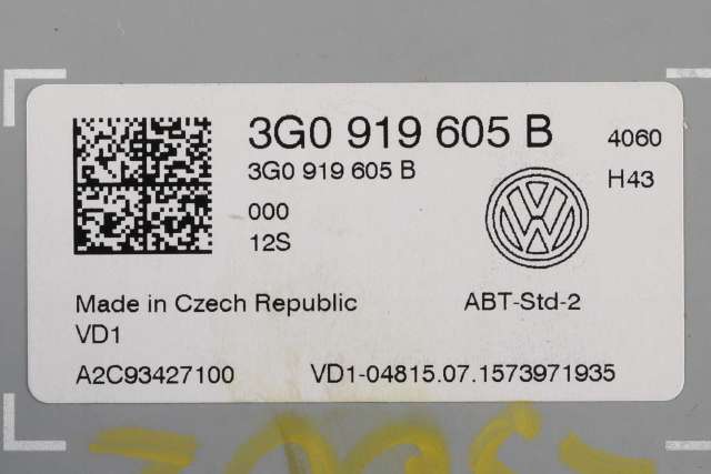 Bilstereo betjeningspanel til VW Golf VII 2012-2017 (Fase 1)  (VAG|3G0 919 605 B|)