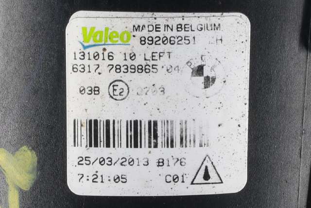 Tåkelykt venstre foran til BMW 5-Serie 2010-2017 (F10/F11) (F10/F11) (VALEO|89206251|63.17-7 839 865|)