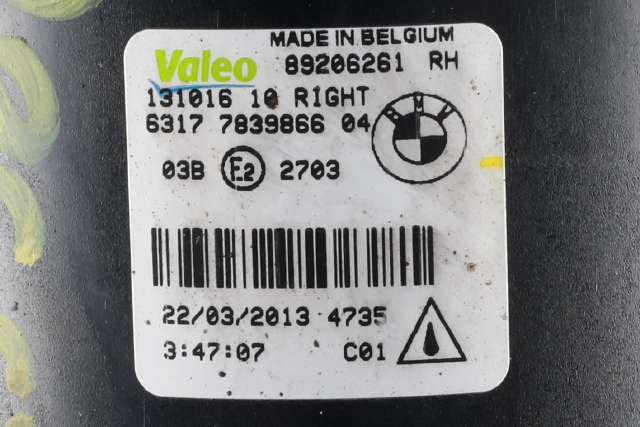 Tåkelykt høyre foran til BMW 5-Serie 2010-2017 (F10/F11) (F10/F11) (VALEO|89206261|63.17-7 839 866|)