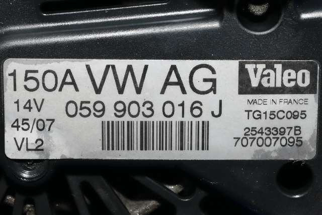 Dynamo diesel til Audi A4 2007-2014 (Type IV) (B8) (B8) (VALEO|TG15C095|059 903 016 J. 14 VOLT - 150 AMP|)
