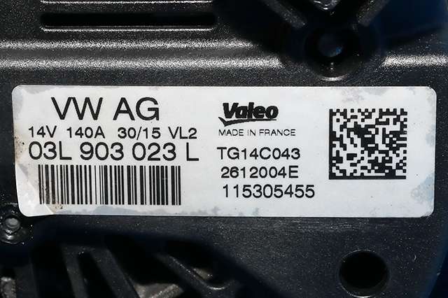 Dynamo diesel til VW Golf VII 2012-2017 (Fase 1) (VALEO|TG14C043|03L 903 023 L. 14 VOLT - 140 AMP|)
